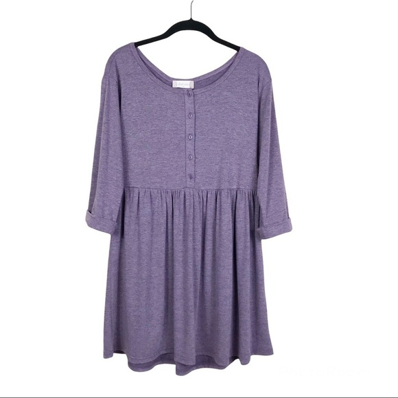 Altar'd State Purple Button Front 3/4 Sleeve Open Back Shift Dress Size XS - Picture 2 of 6